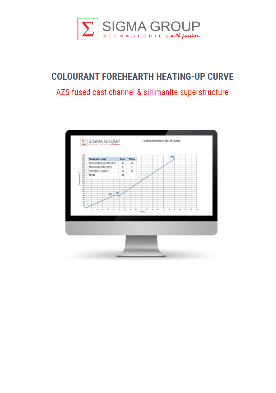 HEATING-UP CURVE OF COLOURANT FOREHEARTH - AZS fused cast channel & sillimanite superstructure