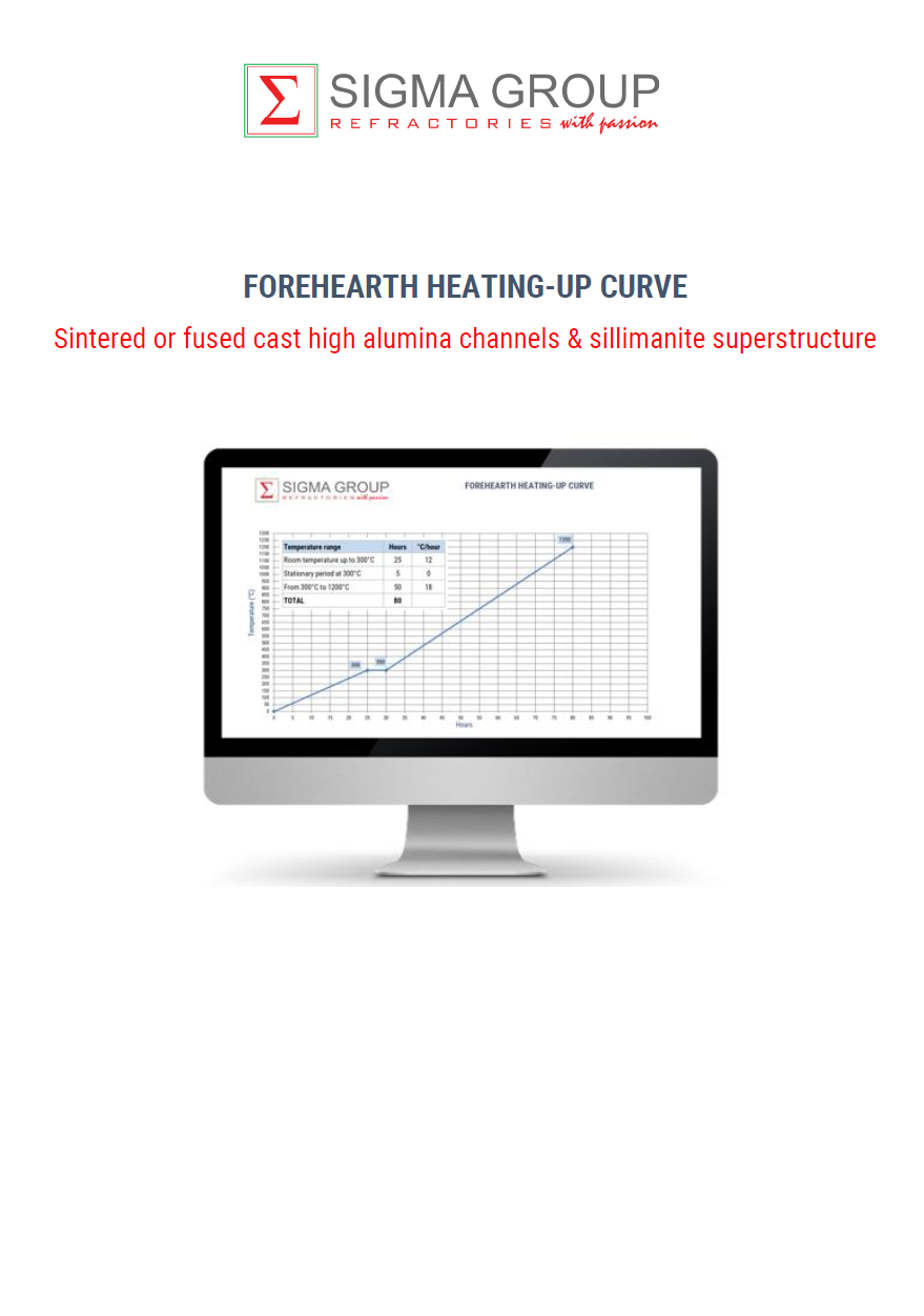 HEATING-UP CURVE OF FOREHEARTH - Sintered or fused cast high alumina channels & sillimanite superstructure